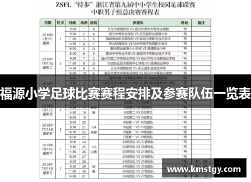 福源小学足球比赛赛程安排及参赛队伍一览表